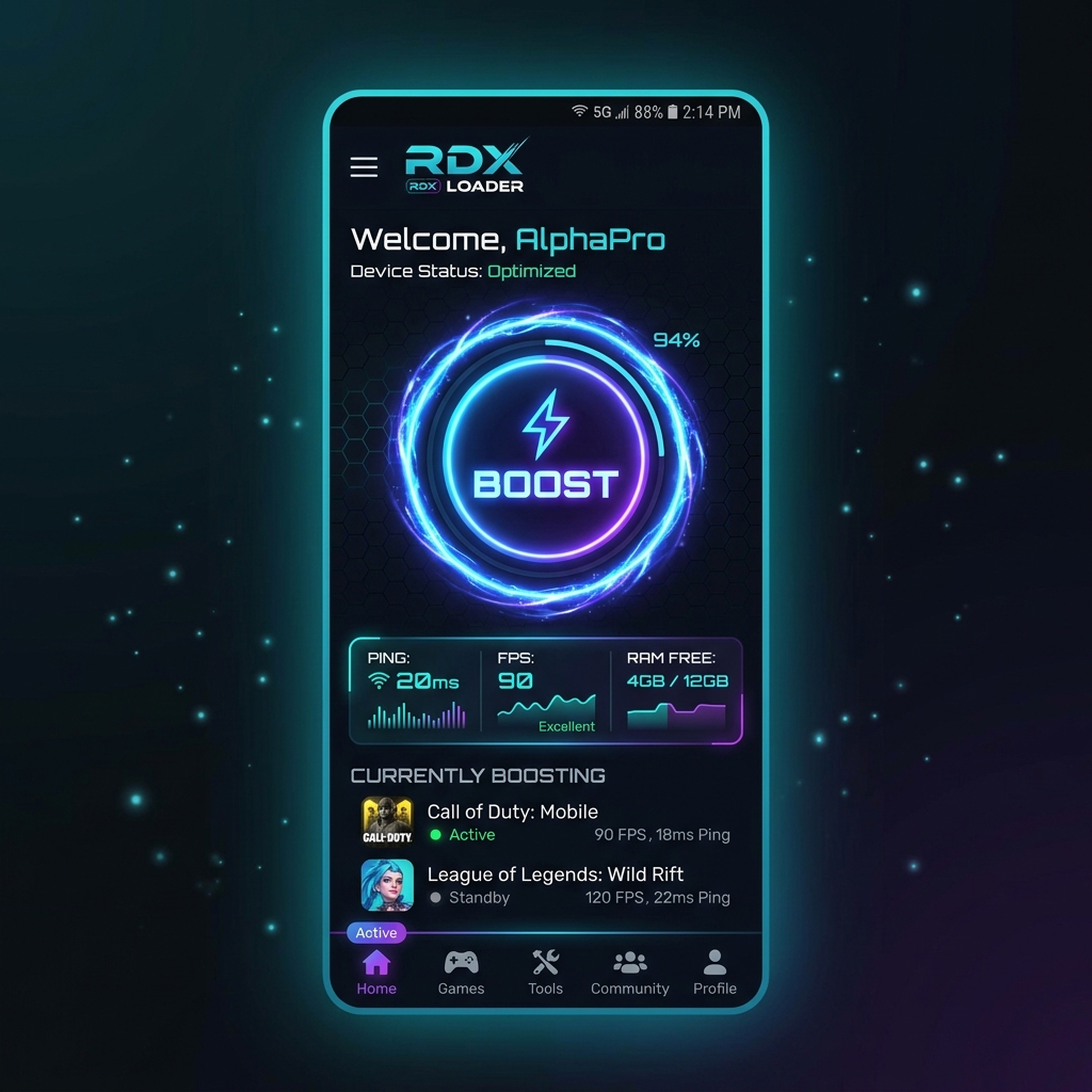 RDX Loader Home Screen